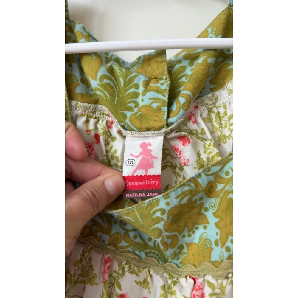 Matilda Jane Serendipity Girls Floral Damask Lace Trim Flutter Sleeve Dress 10